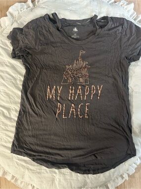 Disney Black Tee with Rose Gold Castle Outline